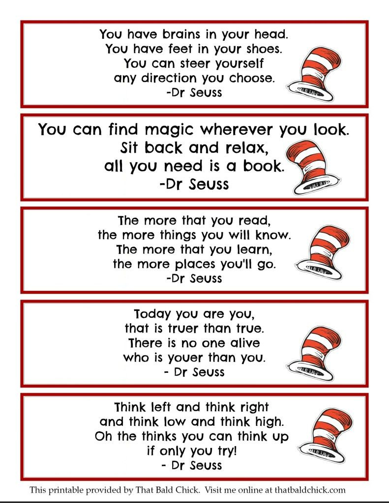 Free Printable Quote Bookmarks - Google Search | Dr Seuss throughout Free Printable Dr Seuss Quotes