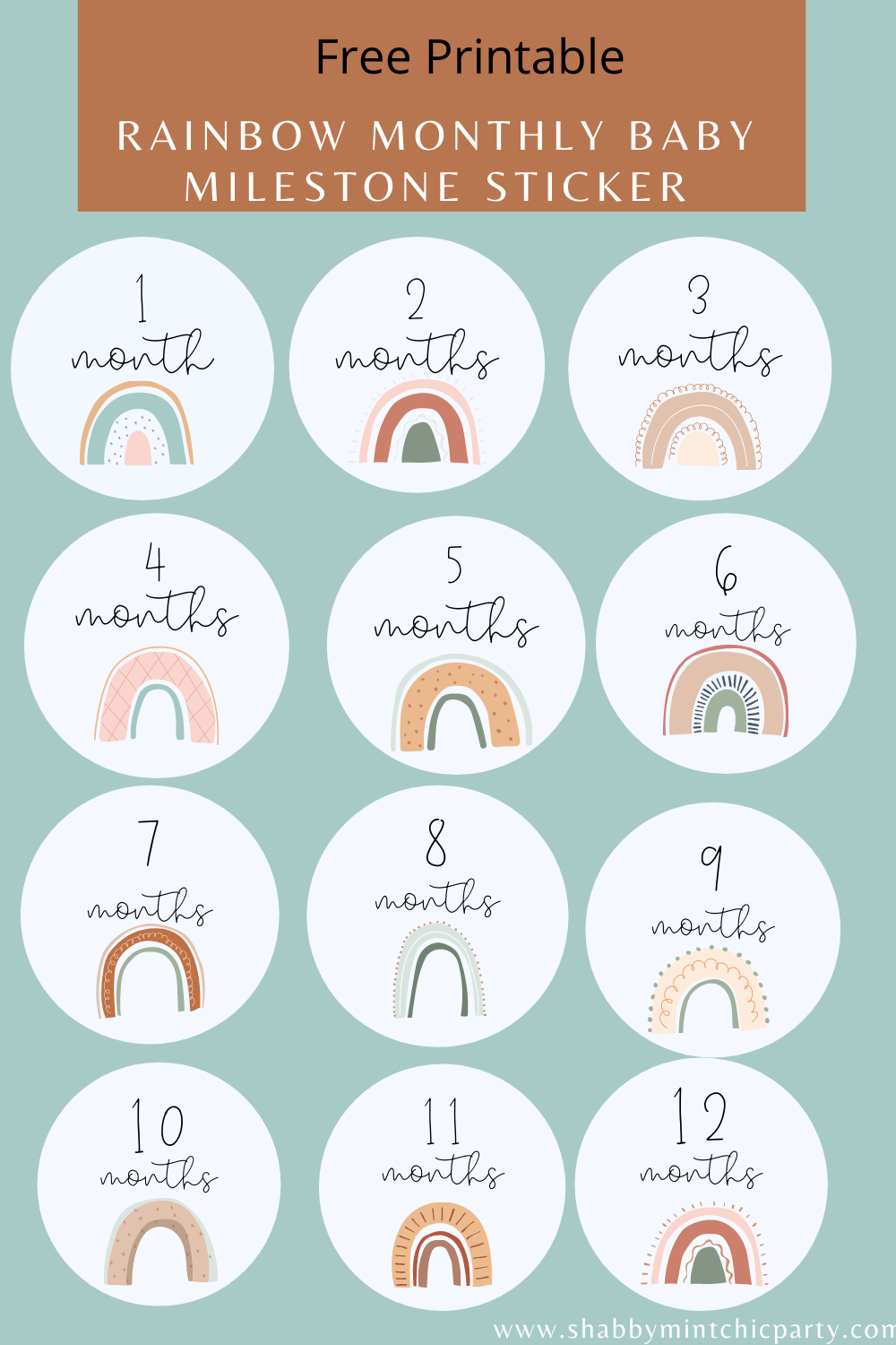 Free Printable Rainbow Baby Monthly Milestone Stickers | Baby pertaining to Free Printable Baby Month Stickers