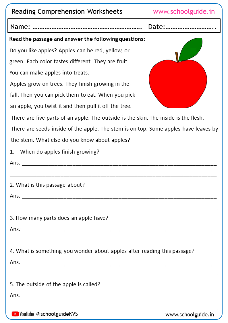 Free Printable Reading Comprehension Worksheets intended for Free Printable Reading Comprehension Worksheets