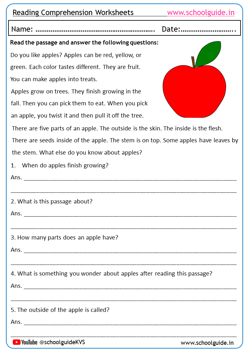 Free Printable Reading Comprehension Worksheets throughout Free Printable English Comprehension Worksheets for Grade 4