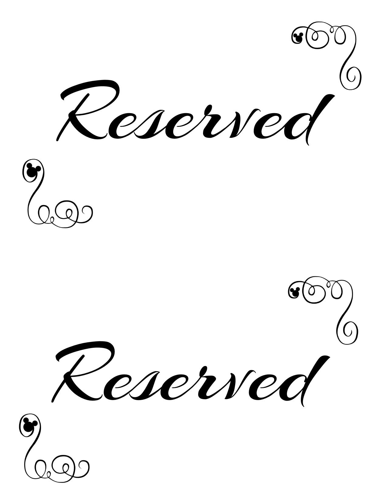 Free Printable Reserved Seating Signs For Your Wedding Ceremony with regard to Free Printable Reserved Table Signs