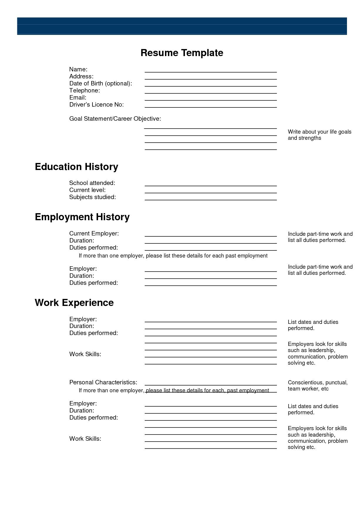 Free Printable Resume Templates within Free Printable Resume Builder