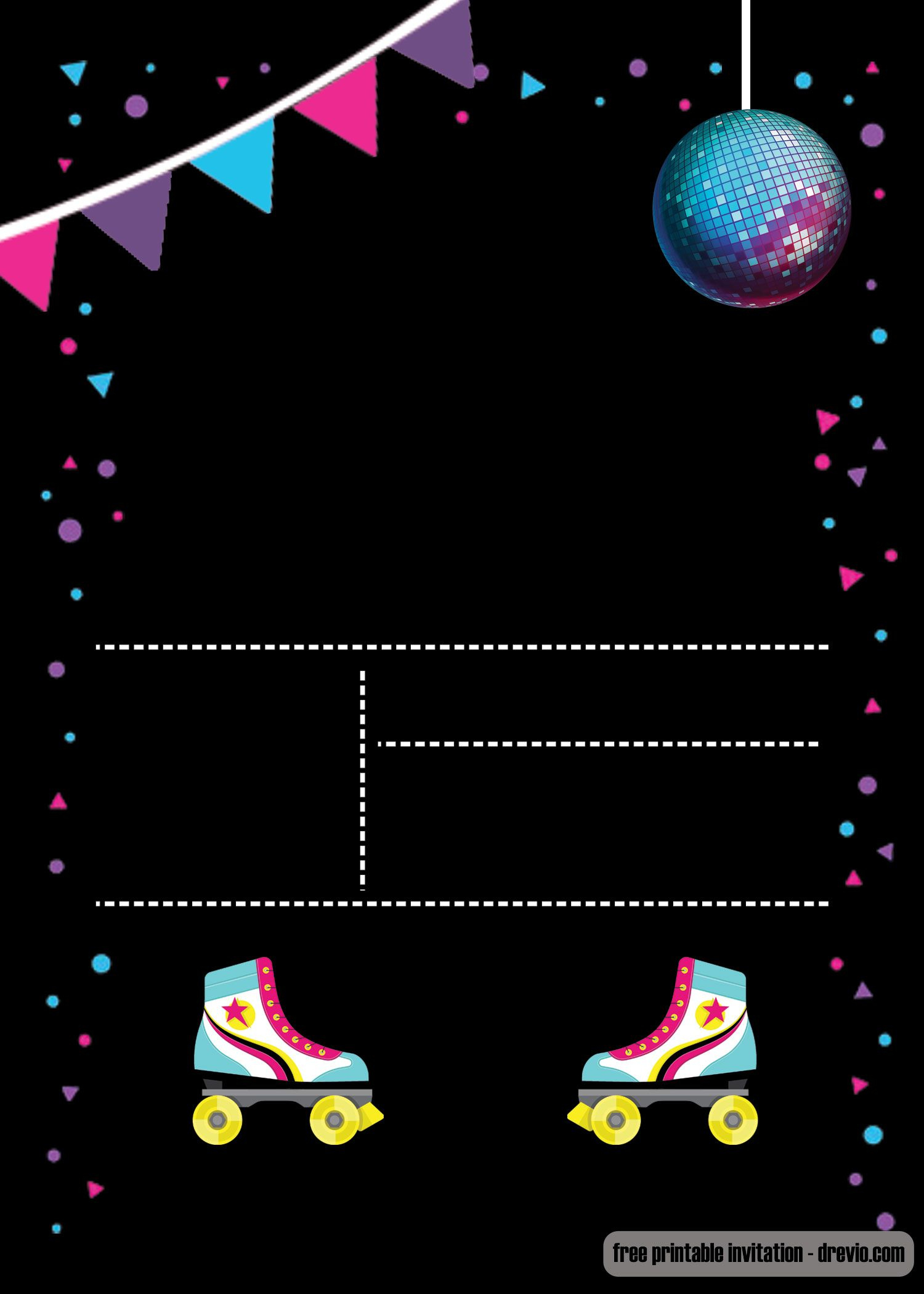 Free Printable Roller Skating Invitation Template | Roller Skating throughout Free Printable Roller Skate Template