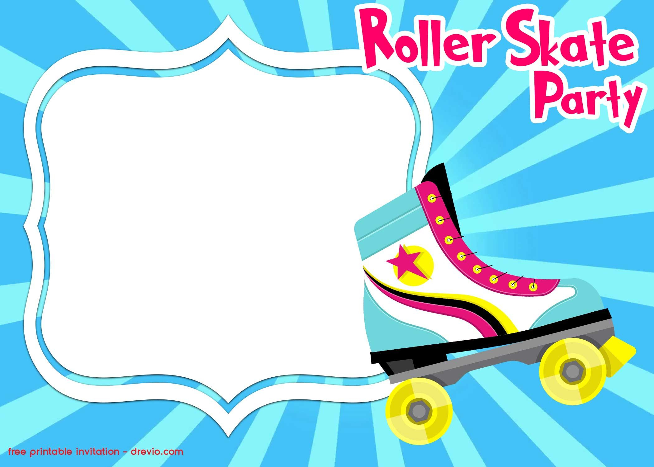 Free Printable Roller Skating Invitation Templates in Free Printable Roller Skating Birthday Party Invitations