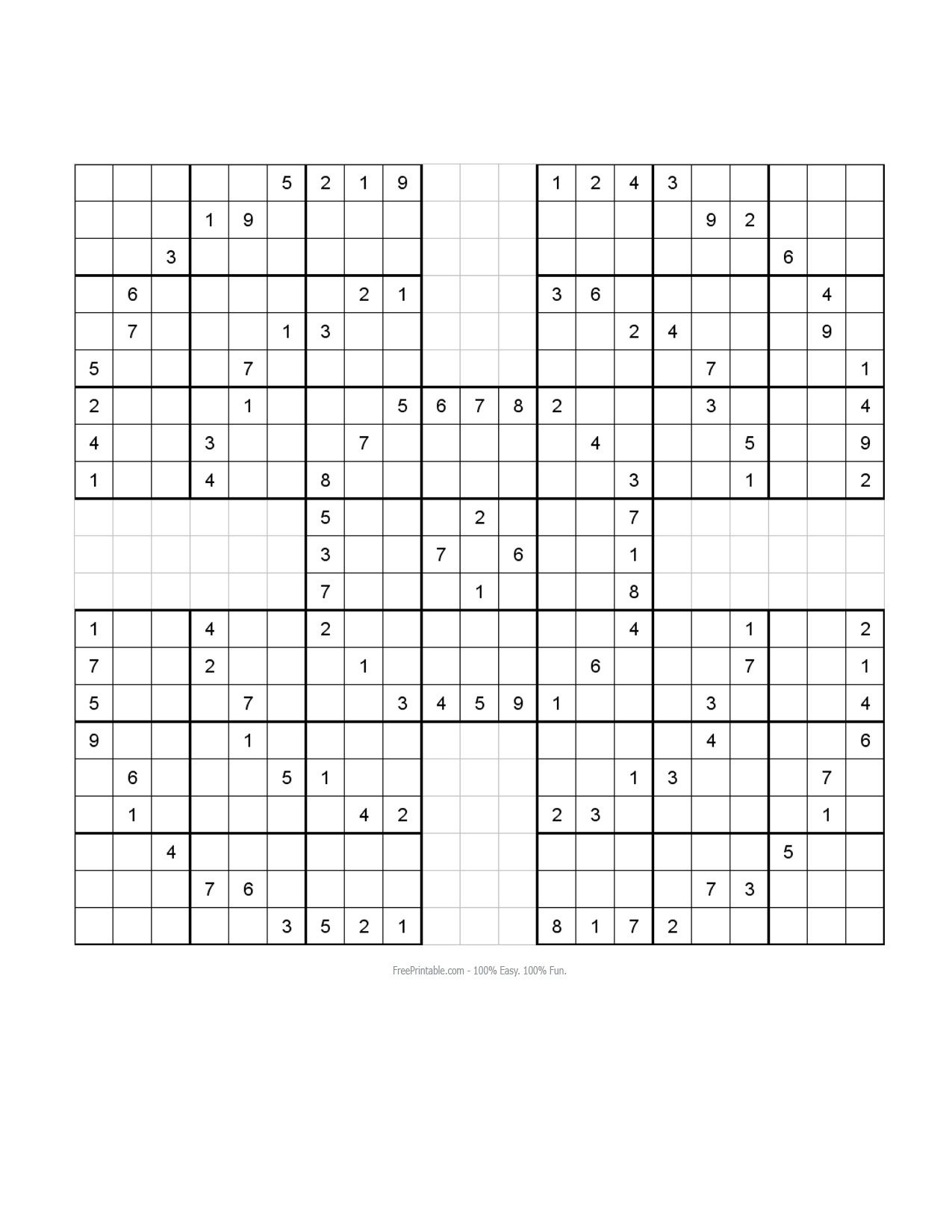 Free Printable Samurai Sudoku Games inside Free Printable Samurai Sudoku