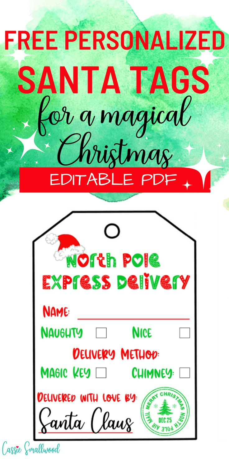 Free Printable Santa Gift Tags From The North Pole (Editable Pdf with Santa Gift Tags Printable Free