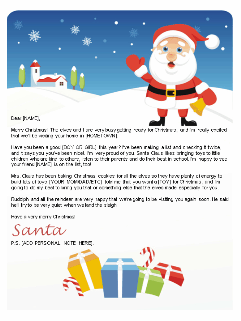 Free Printable Santa Letters | Christmas Letter Template in Free Printable Christmas Letters From Santa