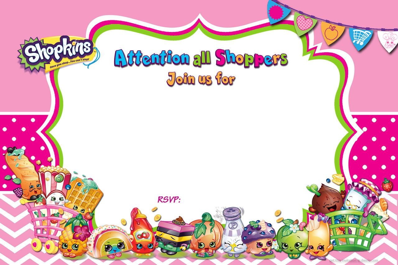 Free Printable Shopkins Birthday Invitation intended for Free Printable Shopkins Birthday Invitations