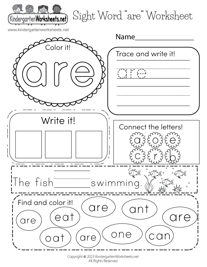 Free Printable Sight Word &amp;quot;Are&amp;quot; Worksheet inside Free Printable Sight Word Worksheets