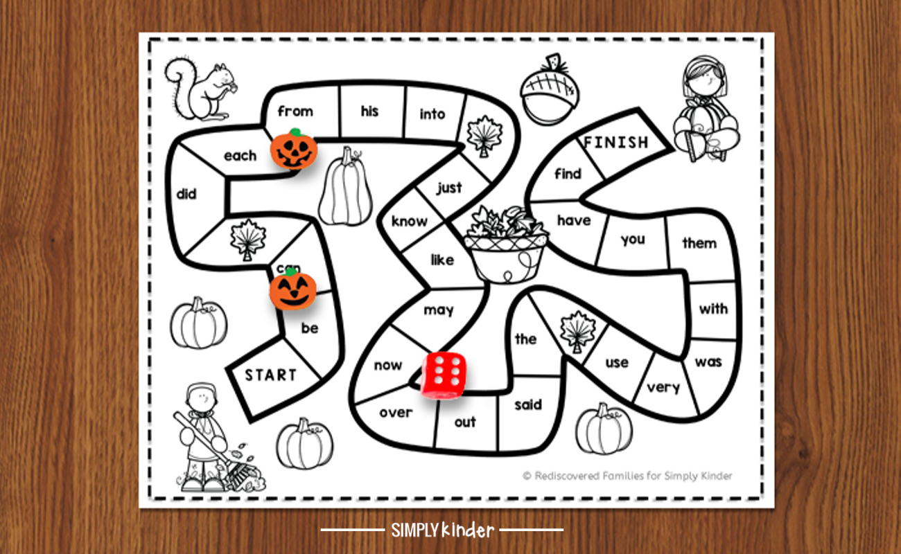 Free Printable Sight Word Game To Make For Fall - Simply Kinder regarding Free Printable Word Games