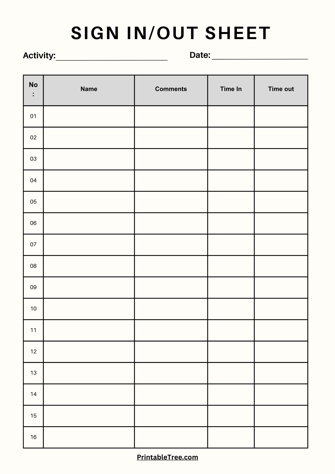 Free Printable Sign-Up And Sign-In Sheet Pdf Templates intended for Free Printable Sign In And Out Sheets