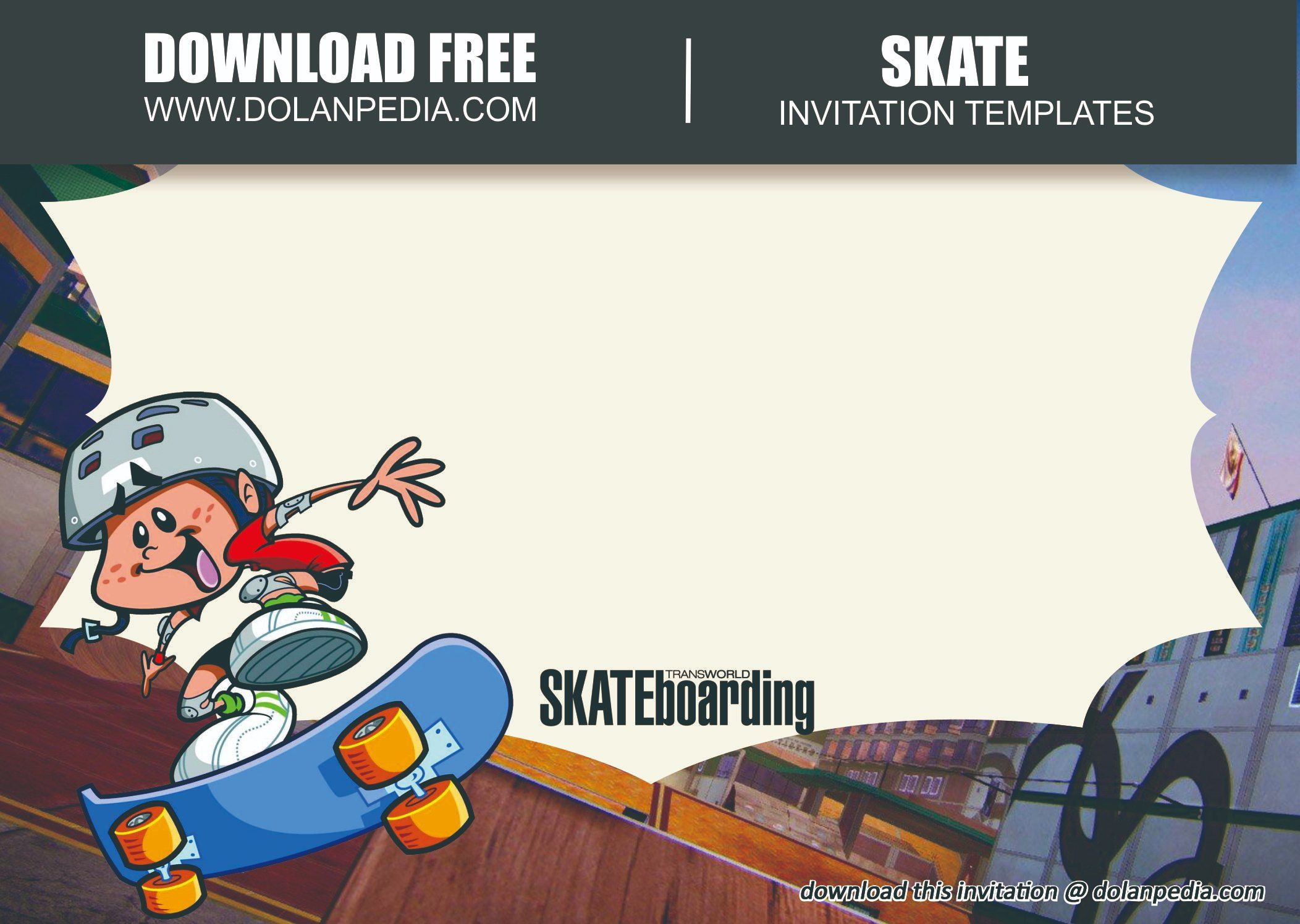 Free Printable Skateboarding Invitation Template | Skateboard intended for Free Printable Skateboard Birthday Party Invitations