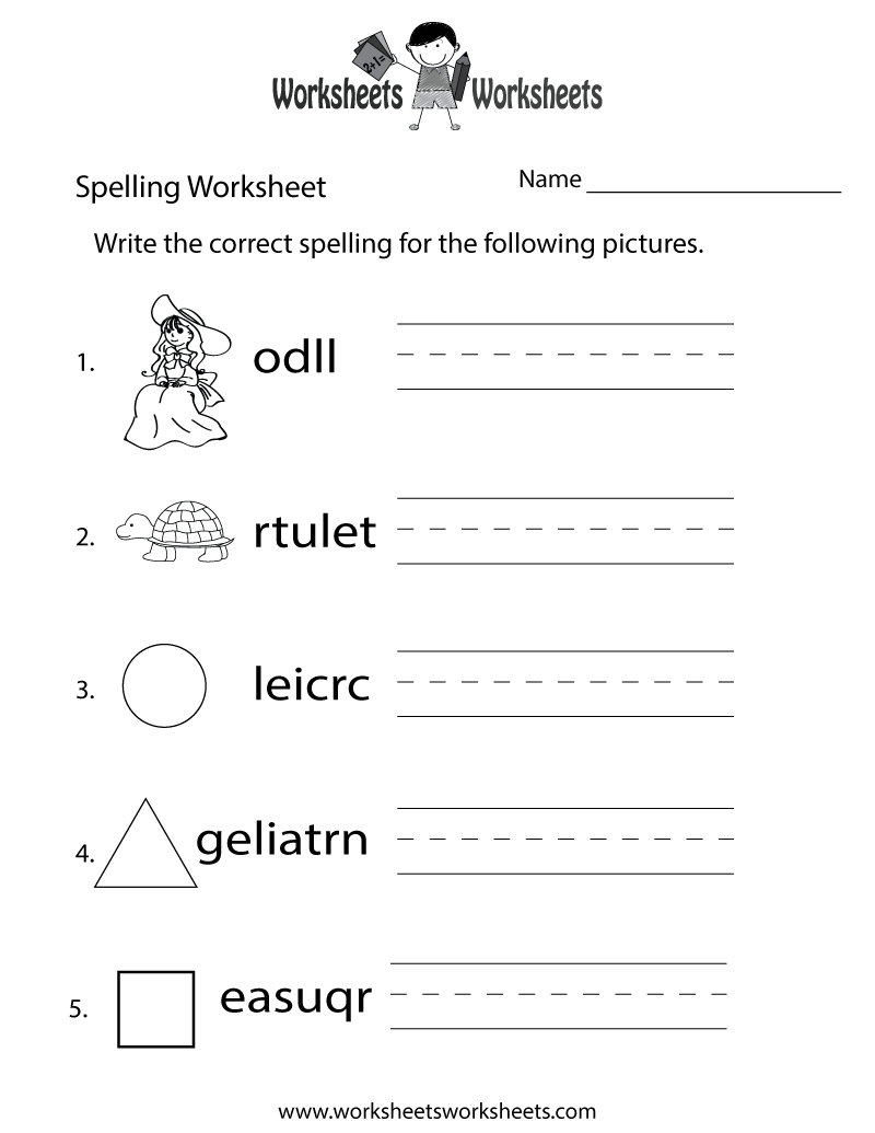 Free Printable Spelling Practice Worksheet within Free Printable Spelling Worksheets For Adults