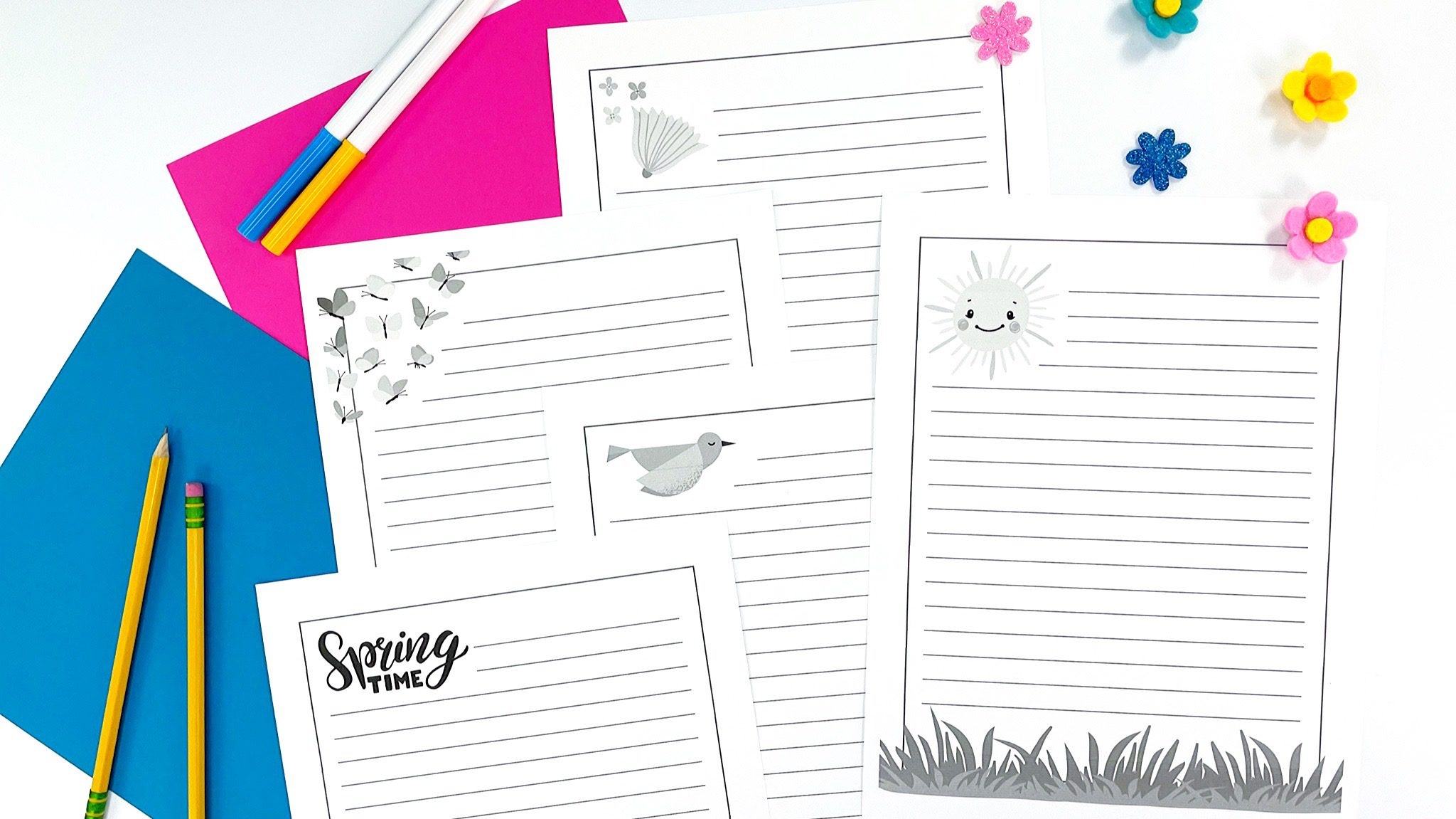 Free Printable Spring Writing Paper Plus 10 Spring Writing Prompts pertaining to Free Printable Spring Stationery