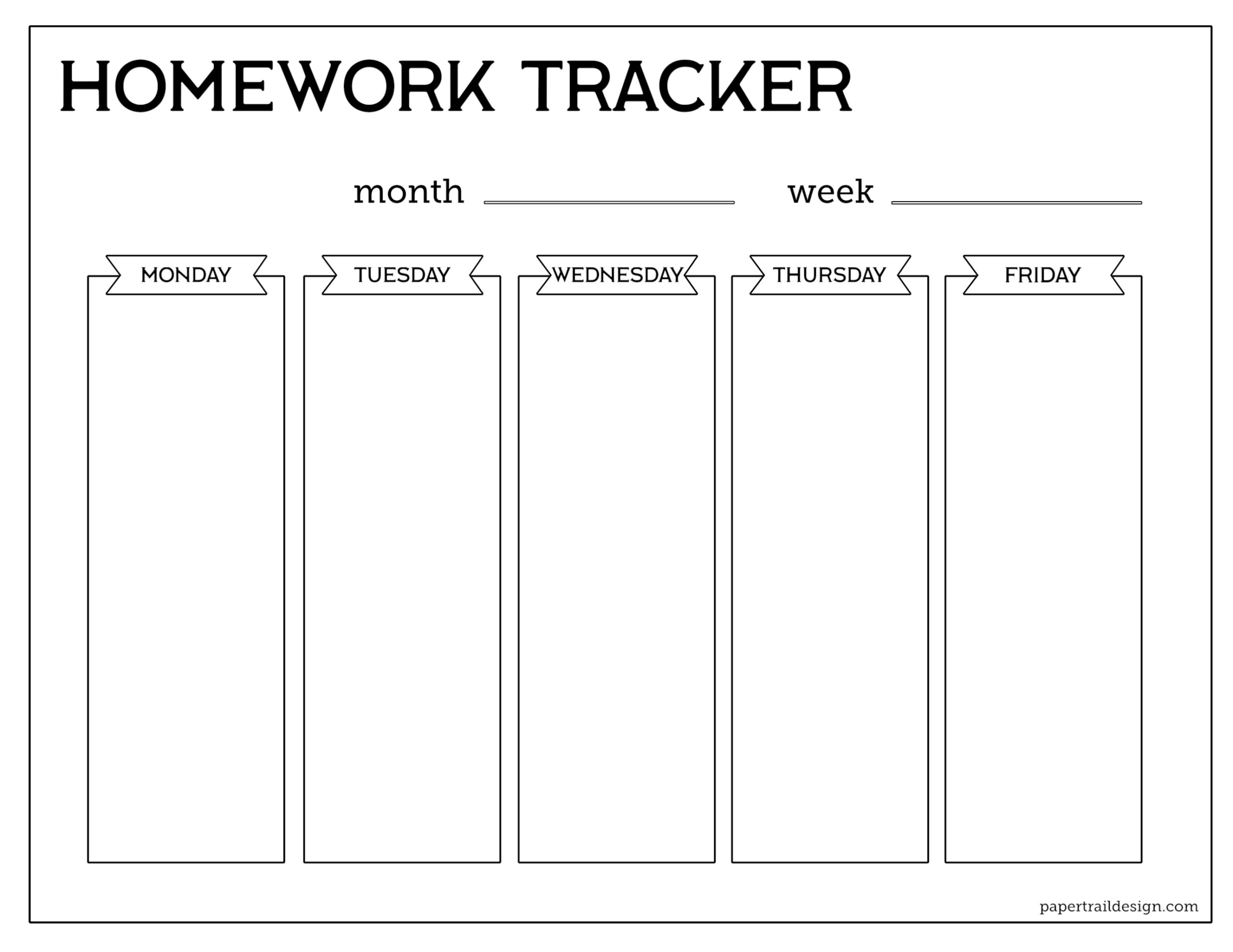 Free Printable Student Homework Planner Template - Paper Trail Design pertaining to Free Printable Homework