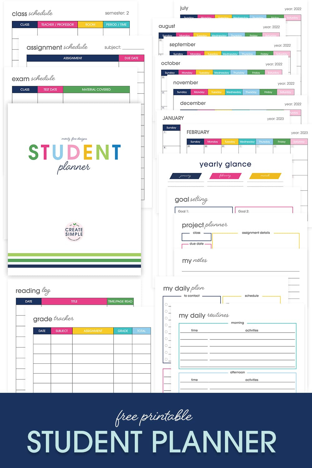 Free Printable Student Planner| Elementary, Junior, High School within Free Printable Student Planner