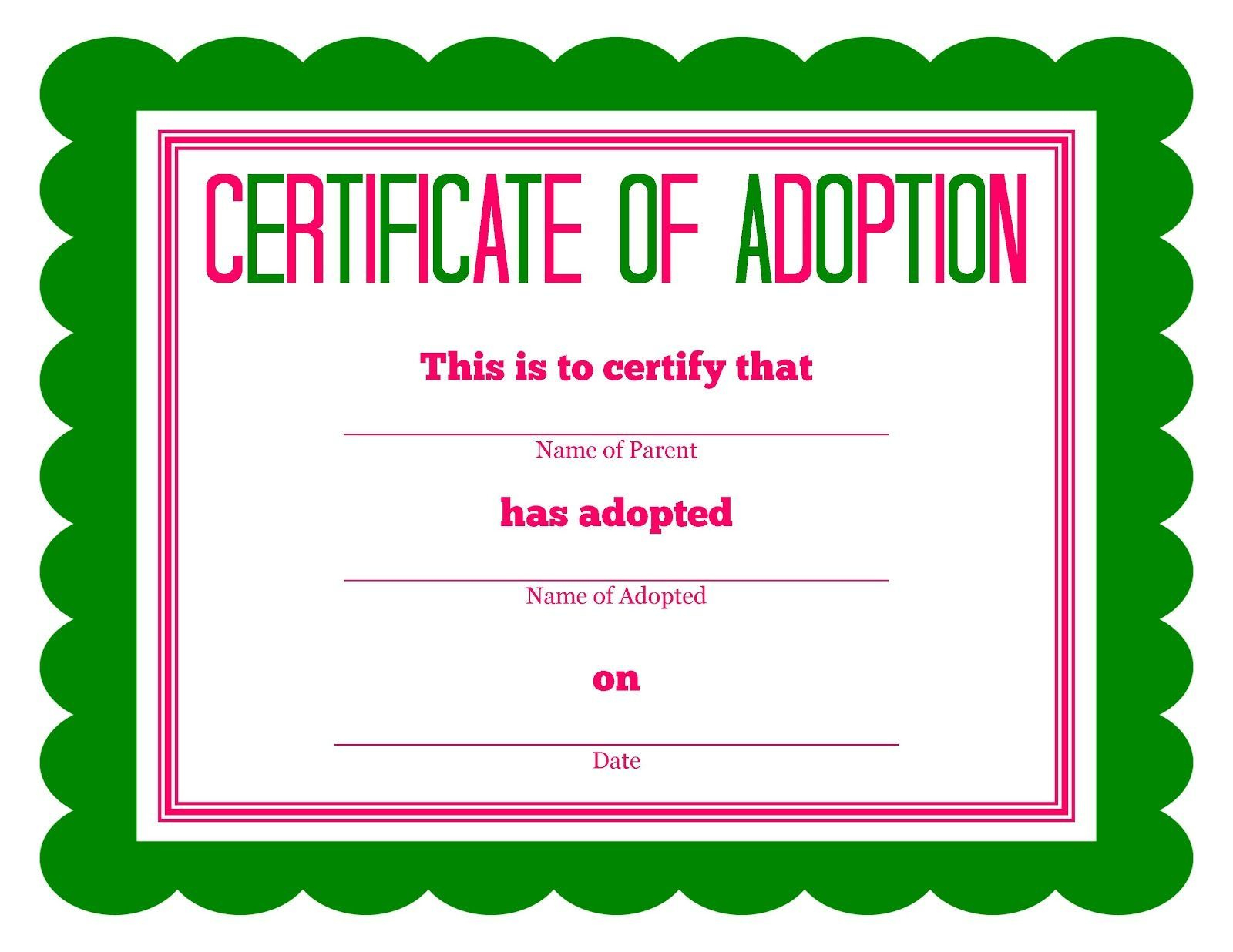 Free Printable Stuffed Animal Adoption Certificate | Evlat Edinme with Free Printable Stuffed Animal Adoption Certificate