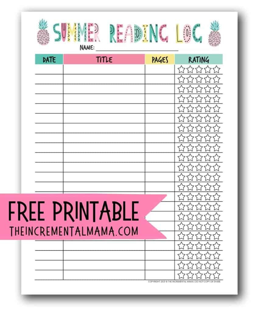 Free Printable Summer Reading Log To Encourage Reading for Free Printable Reading Logs For Children