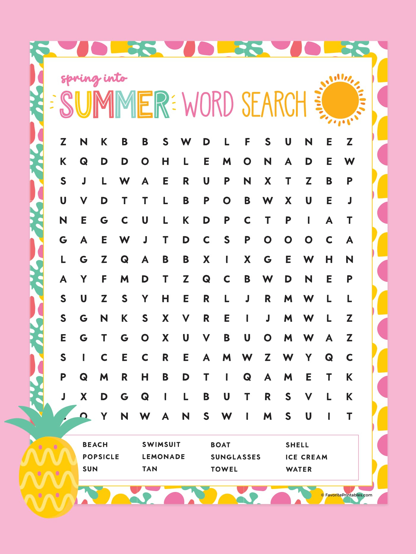 Free Printable Summer Word Search - Favorite Printables within Free Printable Summer Puzzles