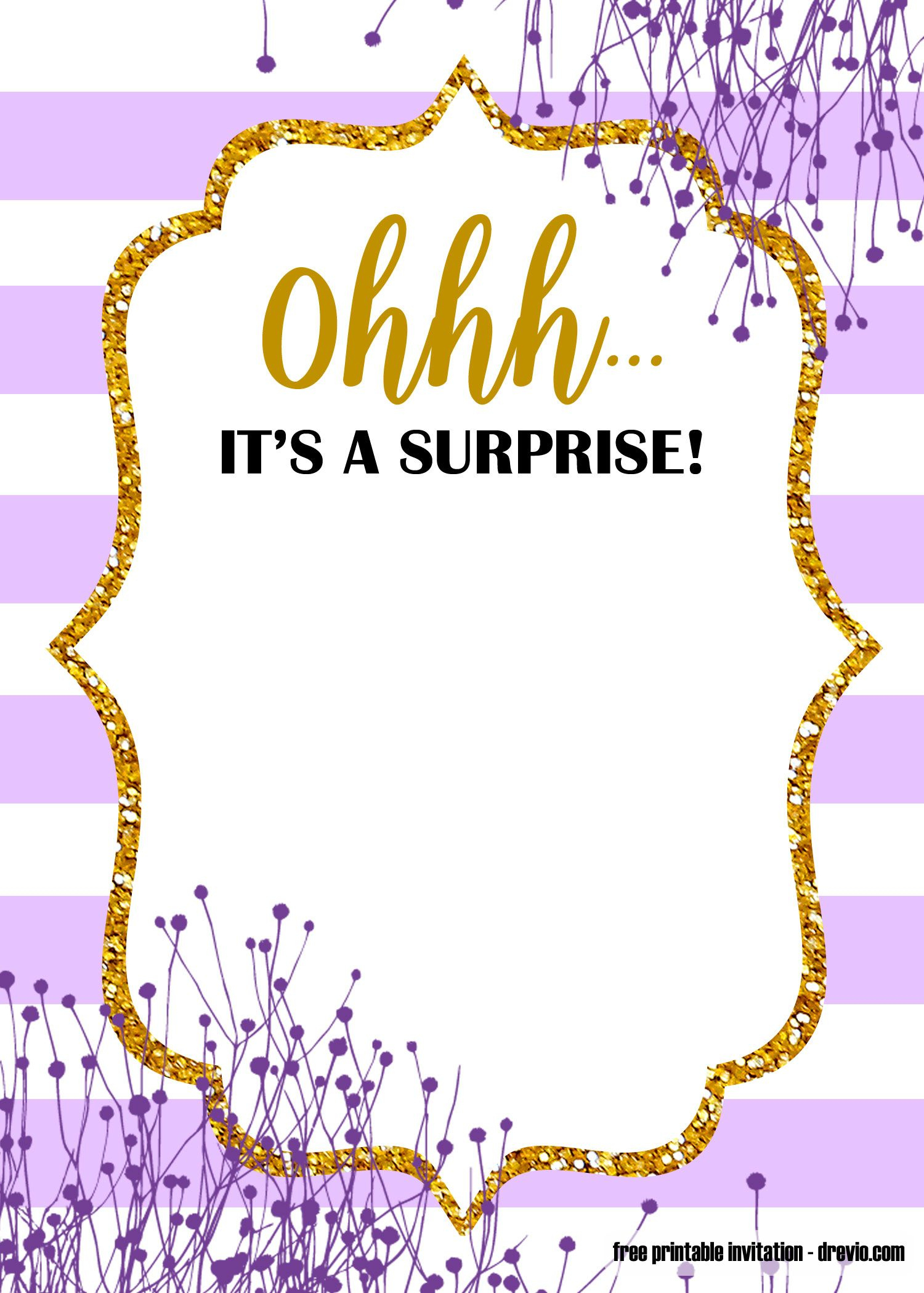 Free Printable Surprise Glitter Gold Invitation Templates | Free pertaining to Free Printable Surprise Party Invitations