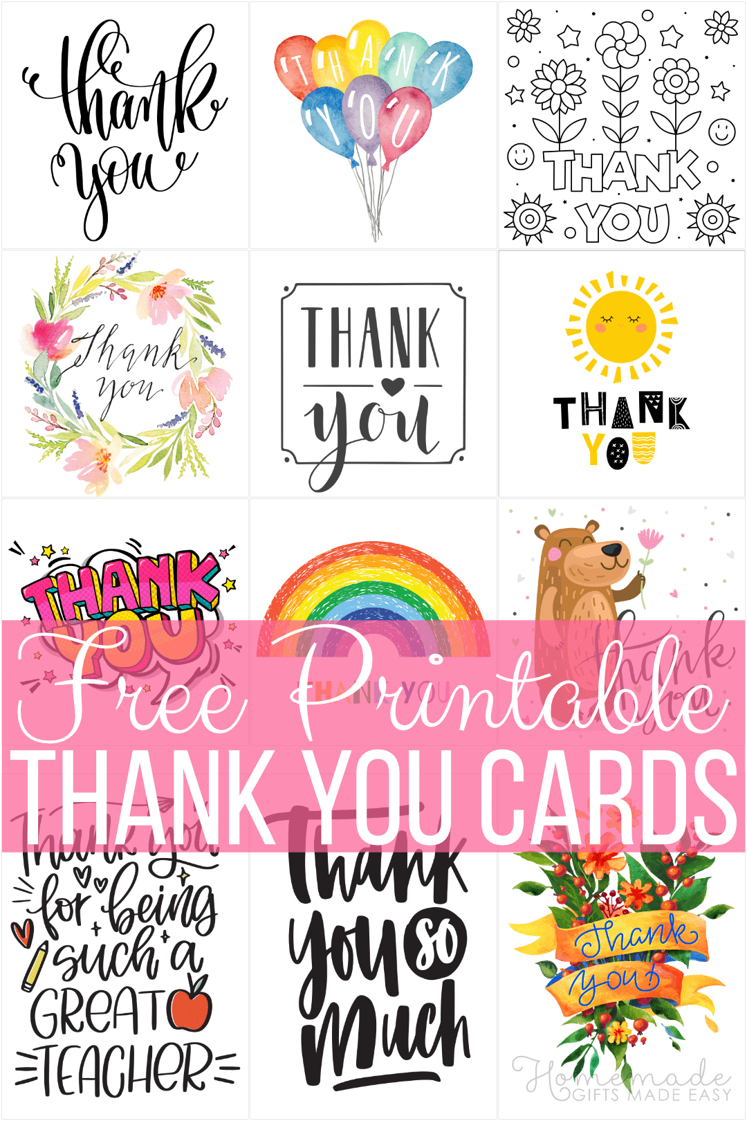 Free Printable Thank You Cards in Free Printable Thank You Cards