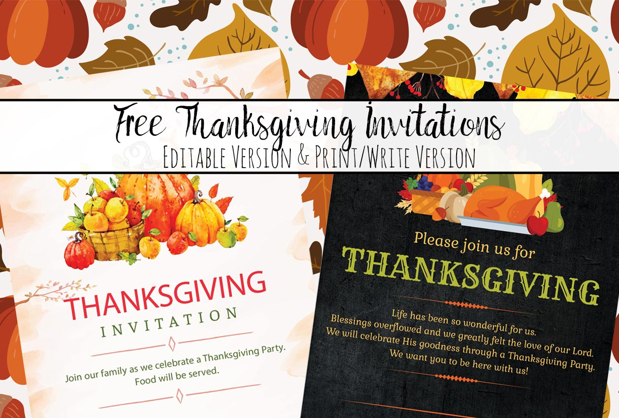 Free Printable Thanksgiving Invitations: Editable Or Print As Is! with Free Printable Thanksgiving Invitations