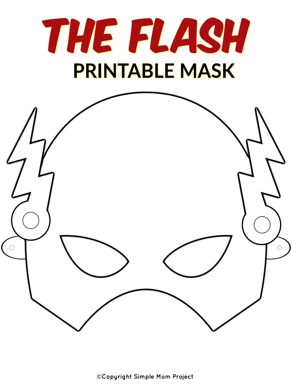 Free Printable The Flash Superhero Mask Template.pdf pertaining to Free Printable Superhero Masks