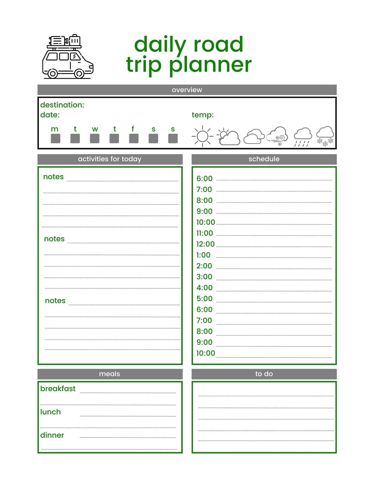 Free Printable Travel Planner - This Big Adventure throughout Free Printable Road Trip Planner