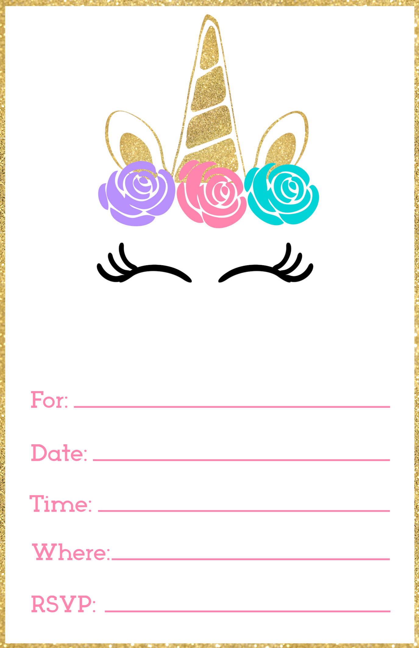 Free Printable Unicorn Invitations Template - Paper Trail Design inside Free Printable Unicorn Birthday Invitations