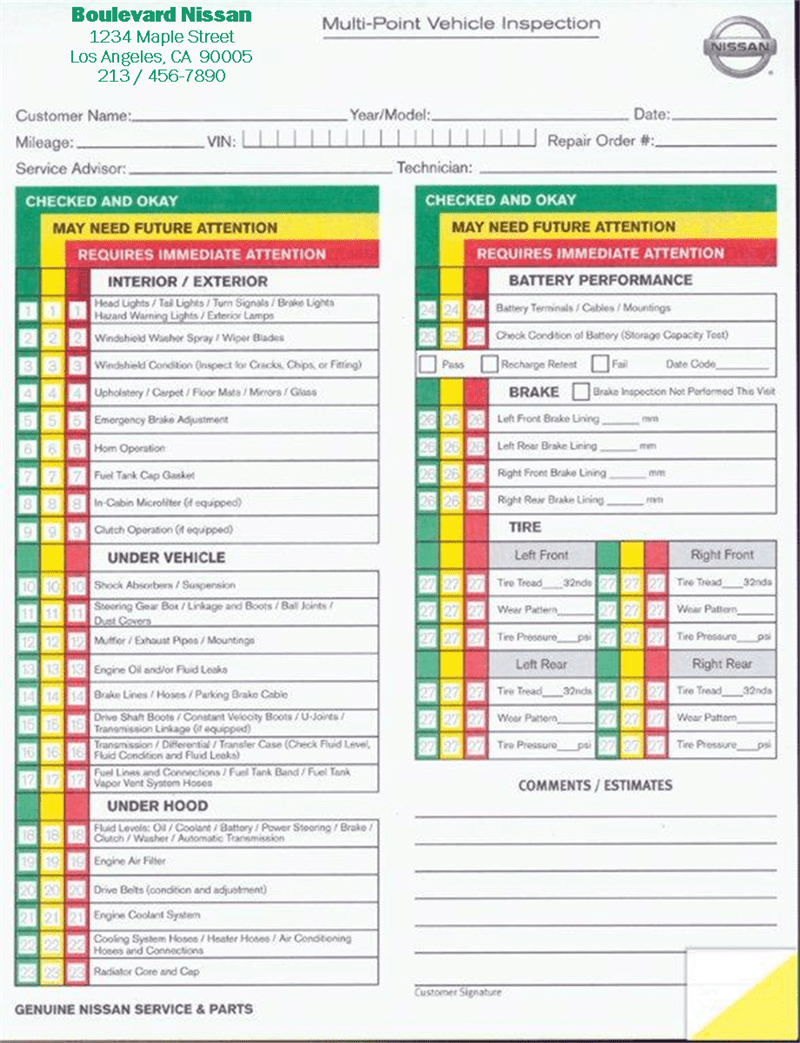 Free Printable Vehicle Inspection Form - Free Download | Vehicle in Free Printable Vehicle Inspection Form