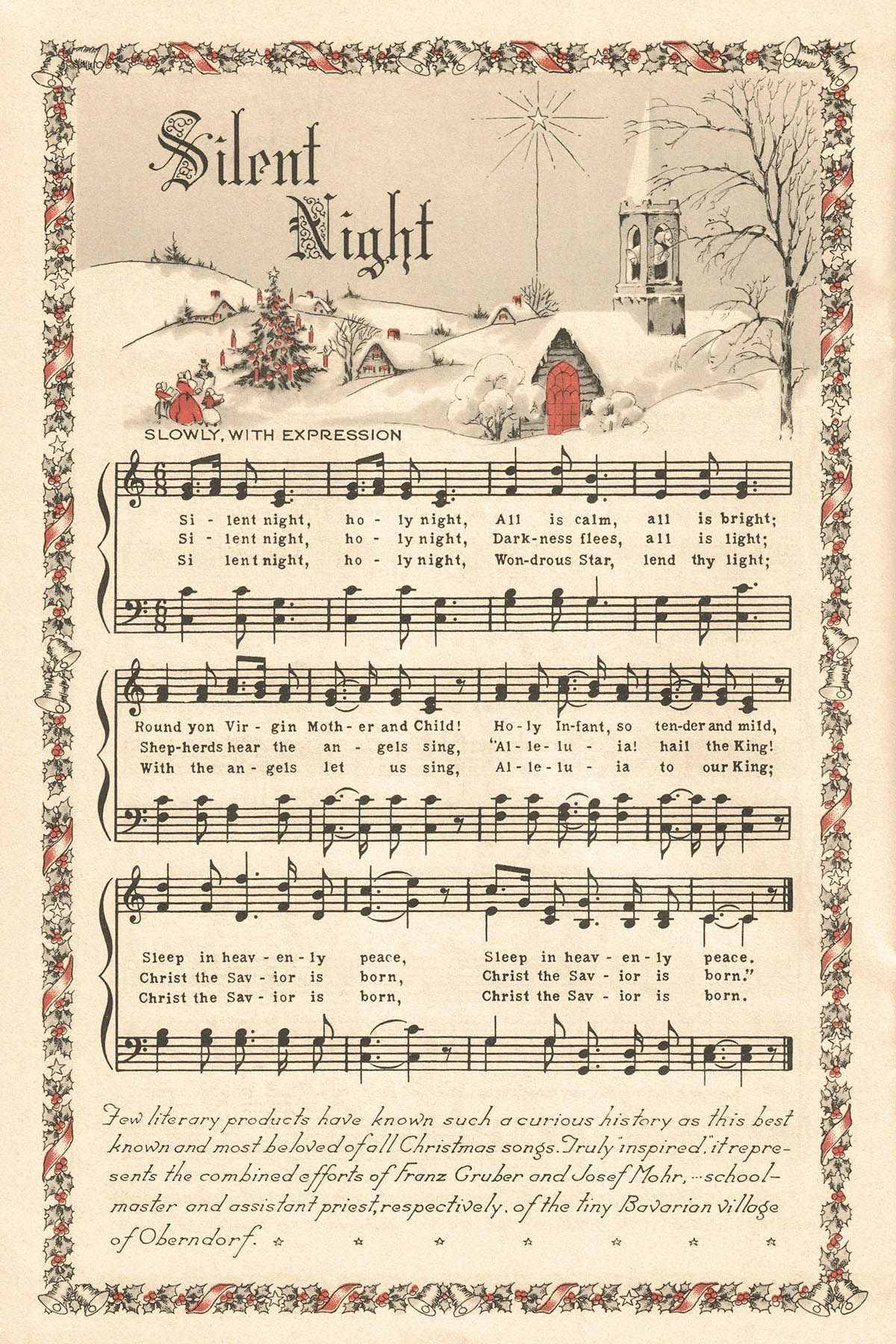 Free Printable Vintage Color Illustration Christmas Carols | Free in Christmas Carols Sheet Music Free Printable