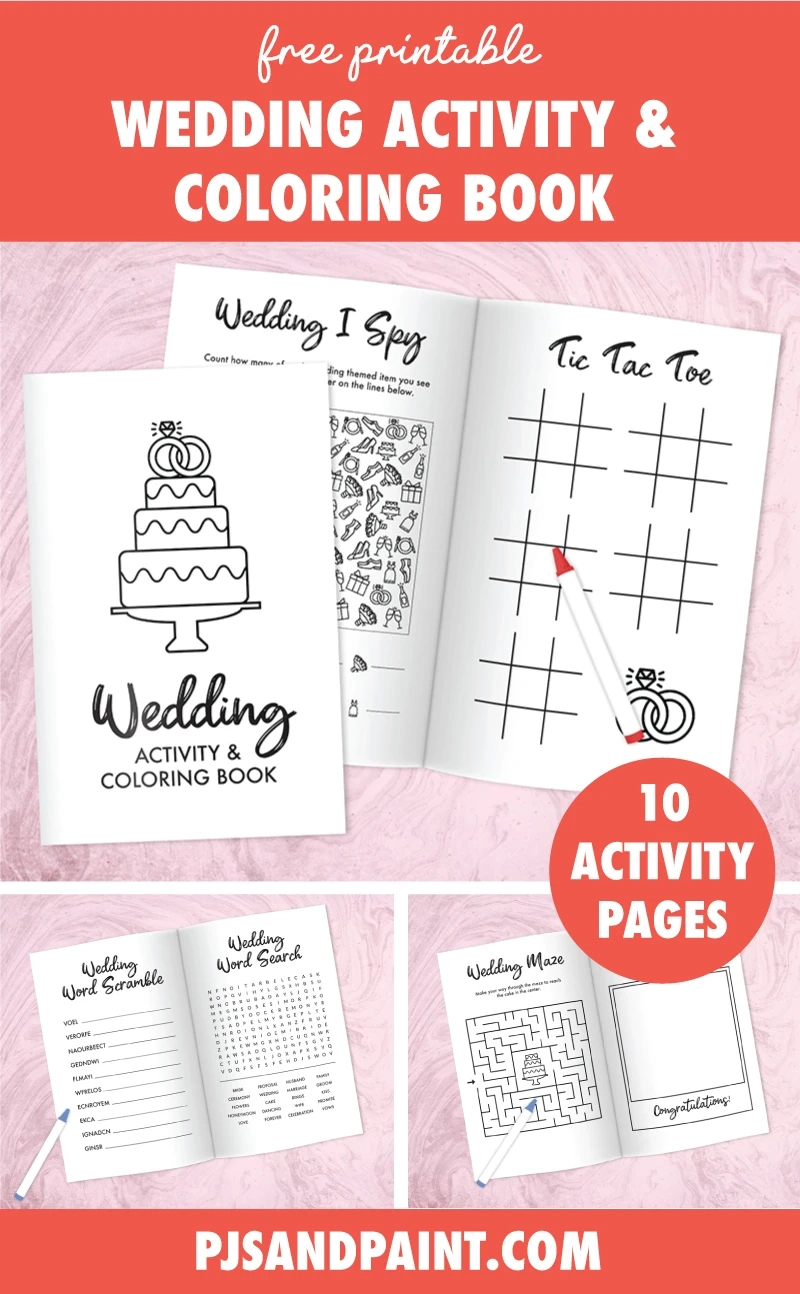 Free Printable Wedding Activity And Coloring Book For Kids - Pjs inside Free Printable Personalized Wedding Coloring Book
