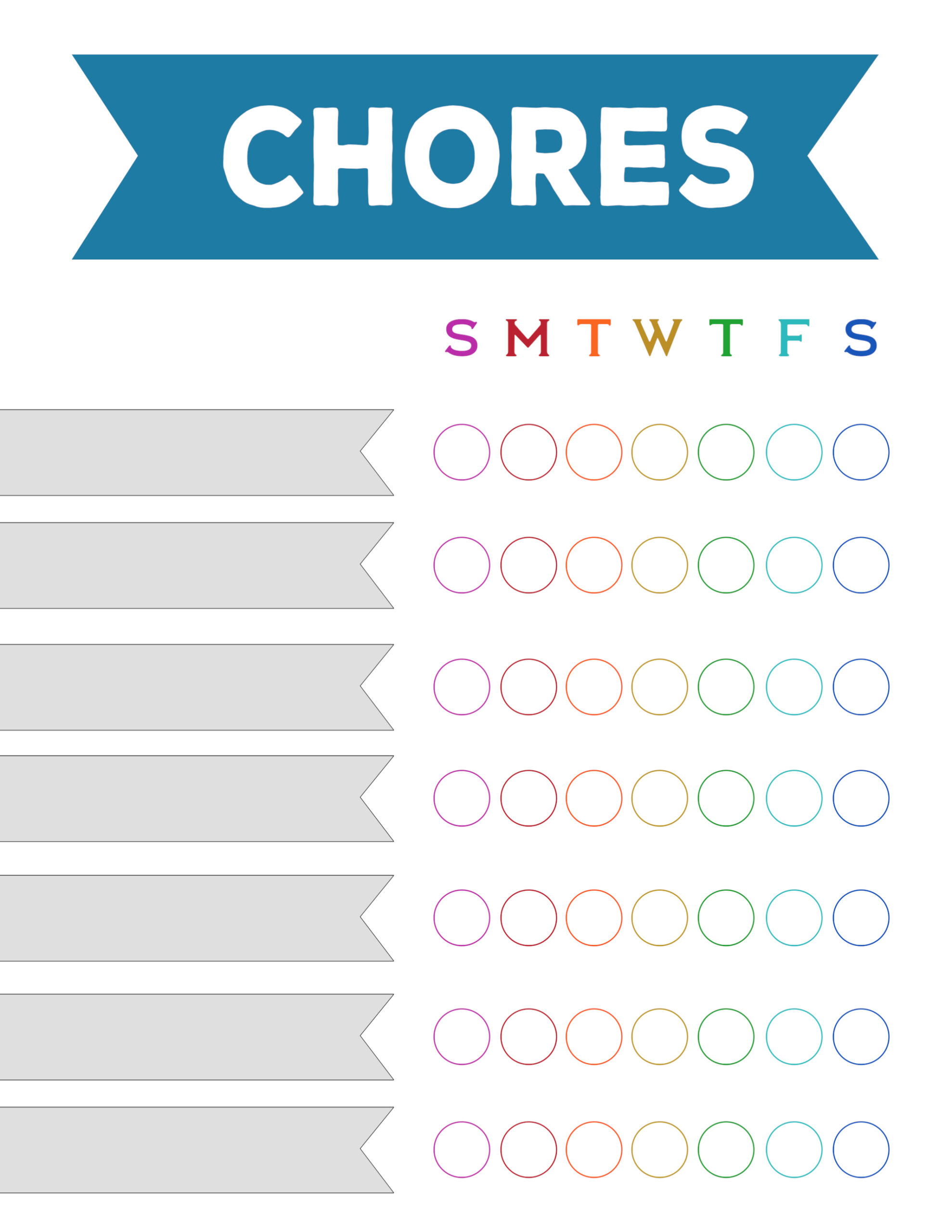 Free Printable Weekly Chore Charts - Paper Trail Design intended for Charts Free Printable