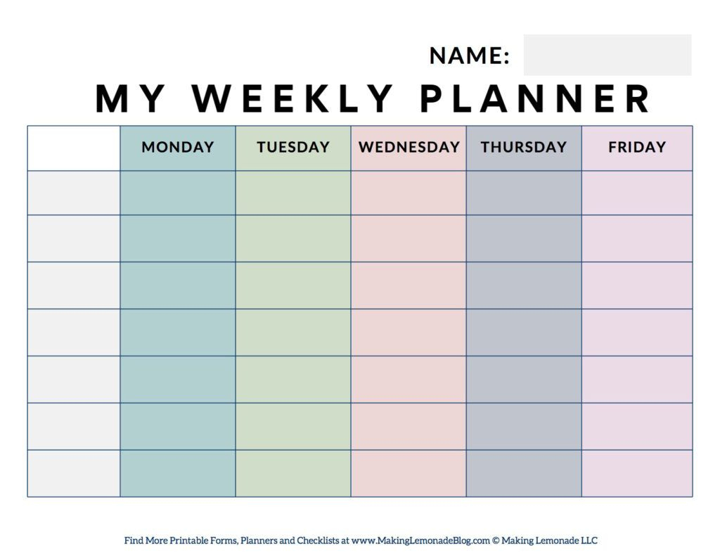 Free Printable Weekly Student Planner - Making Lemonade | Student throughout Free Printable Academic Planner