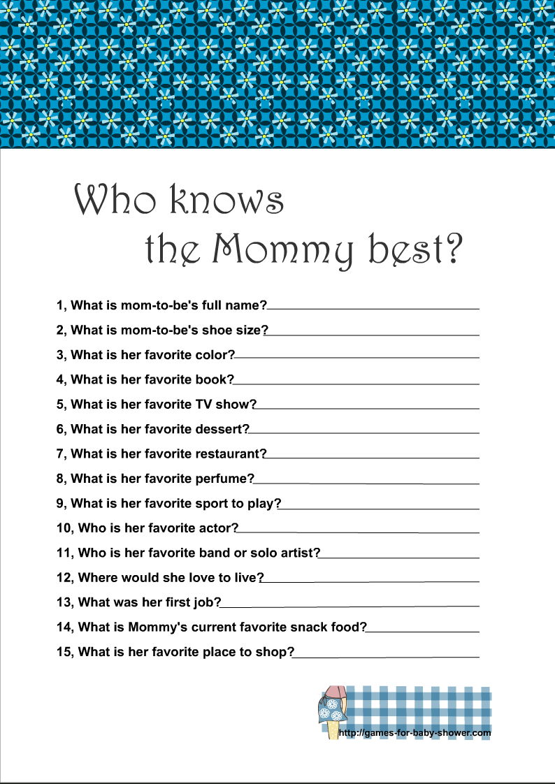 Free Printable Who Know The Mommy Best? Baby Shower Game throughout Who Knows Mommy and Daddy Best Free Printable