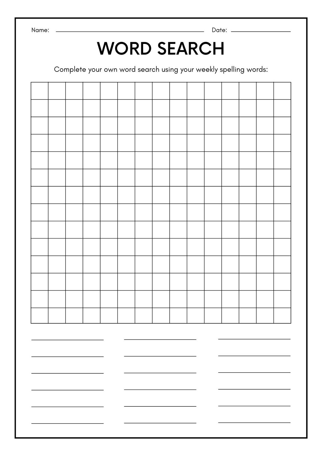 Free Printable Word Search Worksheet Templates | Canva intended for Free Printable Make Your Own Word Search