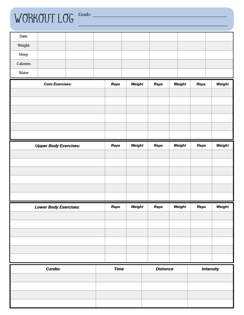 Free Printable Workout Logs: 3 Designs For Your Needs for Free Printable Fitness Log