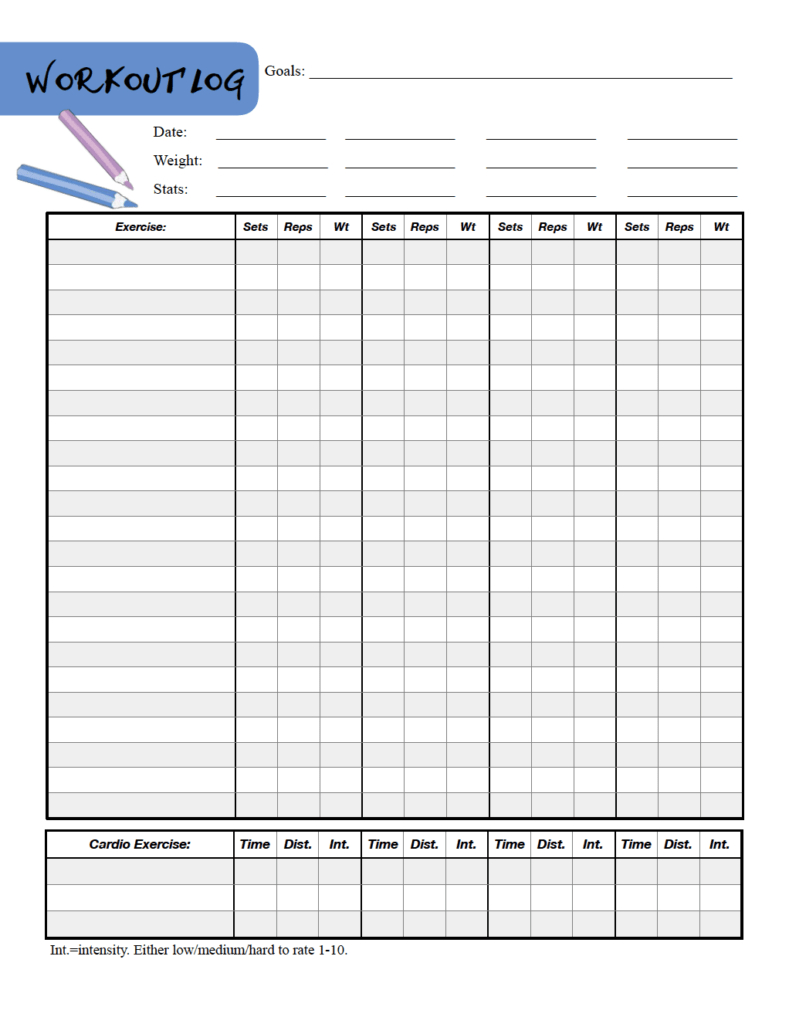 Free Printable Workout Logs: 3 Designs For Your Needs with Free Printable Workout Journal