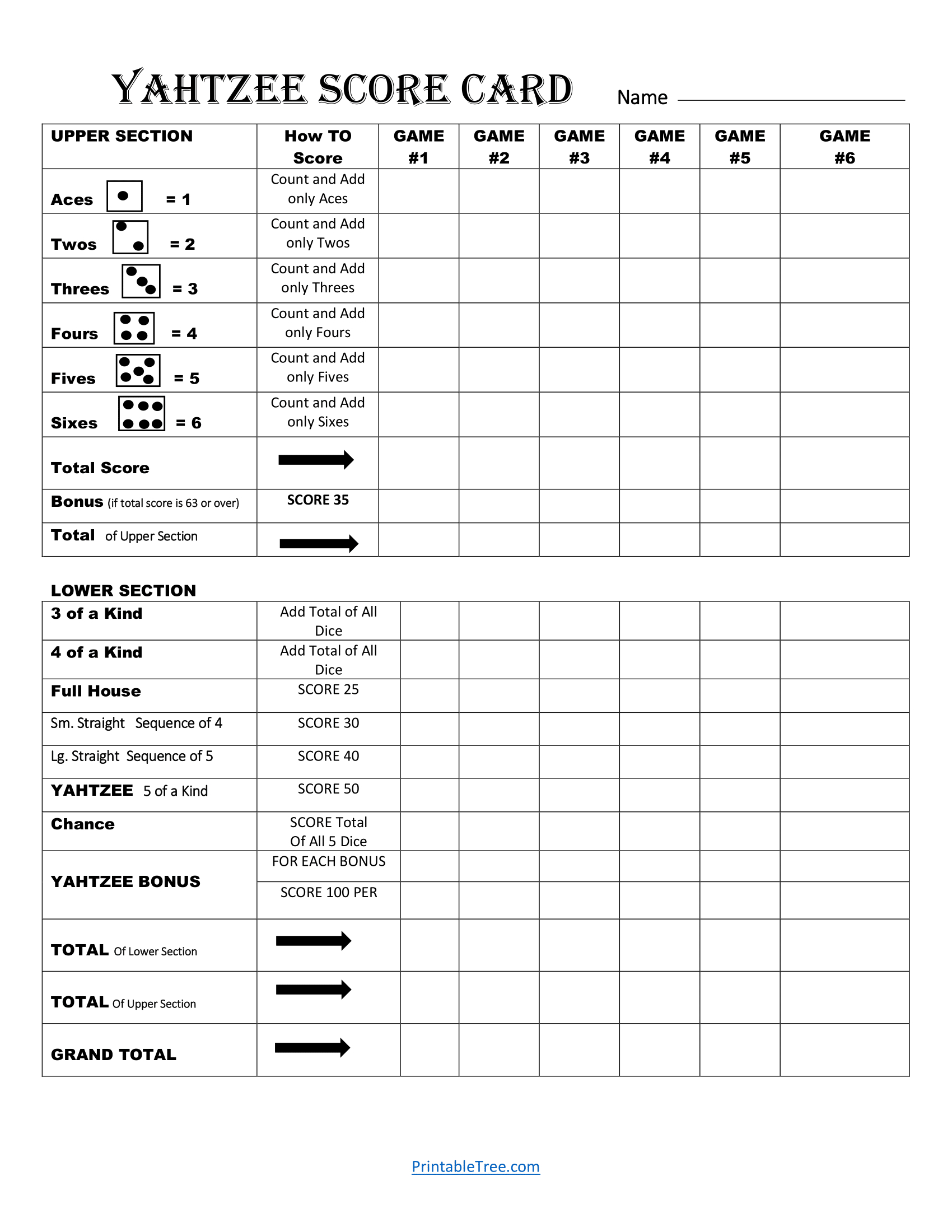 Free Printable Yahtzee Score Card Sheets Pdf Templates pertaining to Free Printable Yahtzee Score Sheets