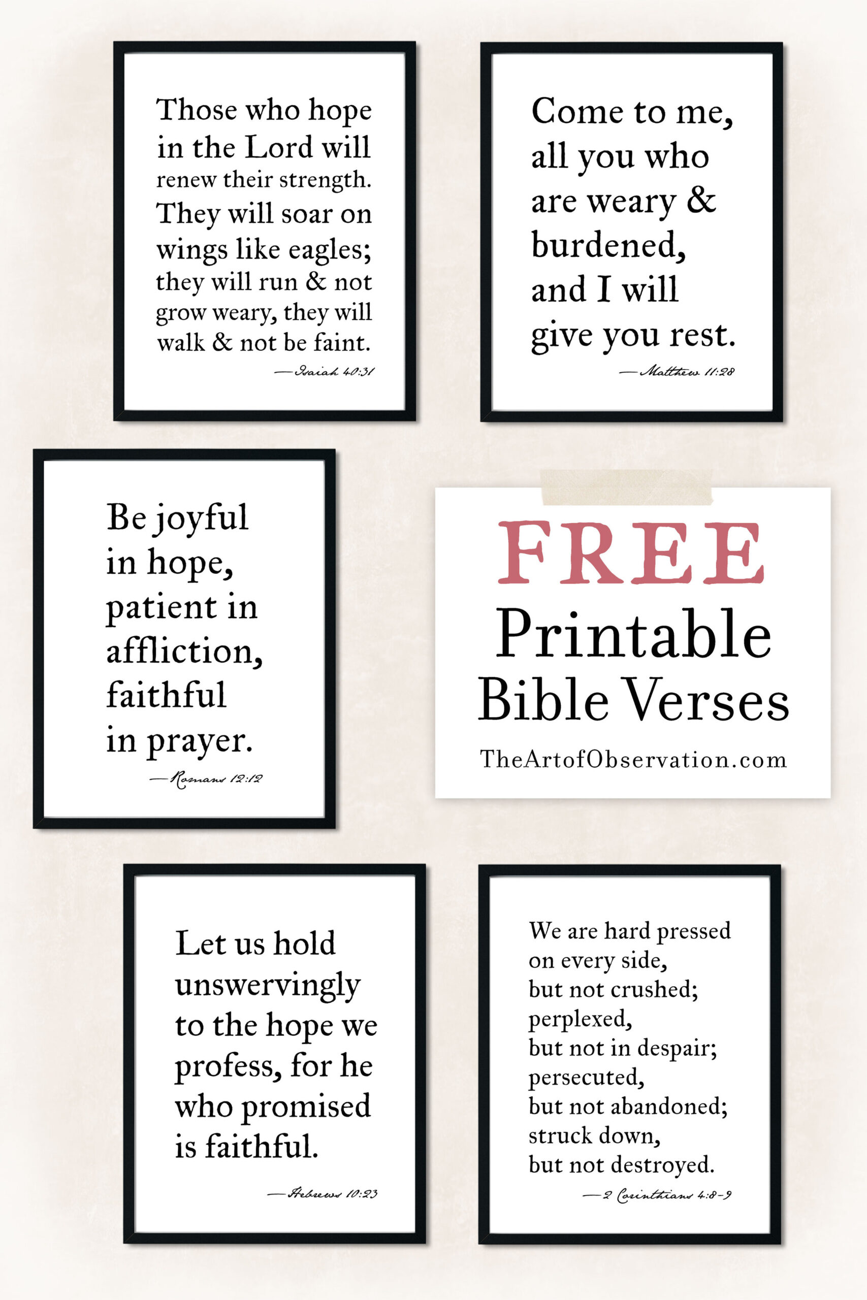 Free Printables: Bible Verse Wall Art — The Art Of Observation inside Free Scripture Printables