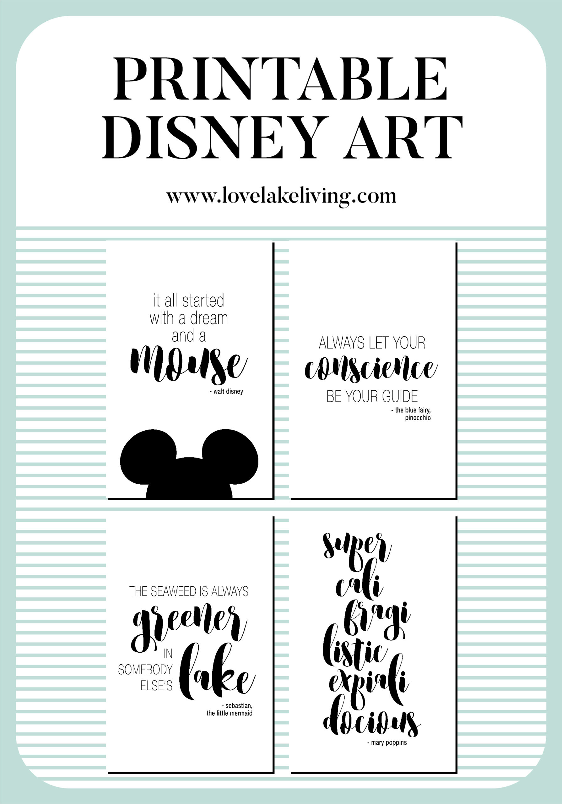 Free Printables: Disney Typography Art - Love Lake Living for Free Disney Printables