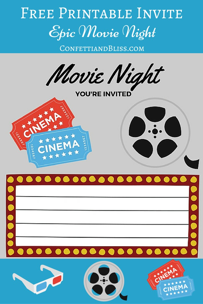 Free Printables | Printable Movie Night Invite pertaining to Free Printable Movie Ticket Birthday Party Invitations