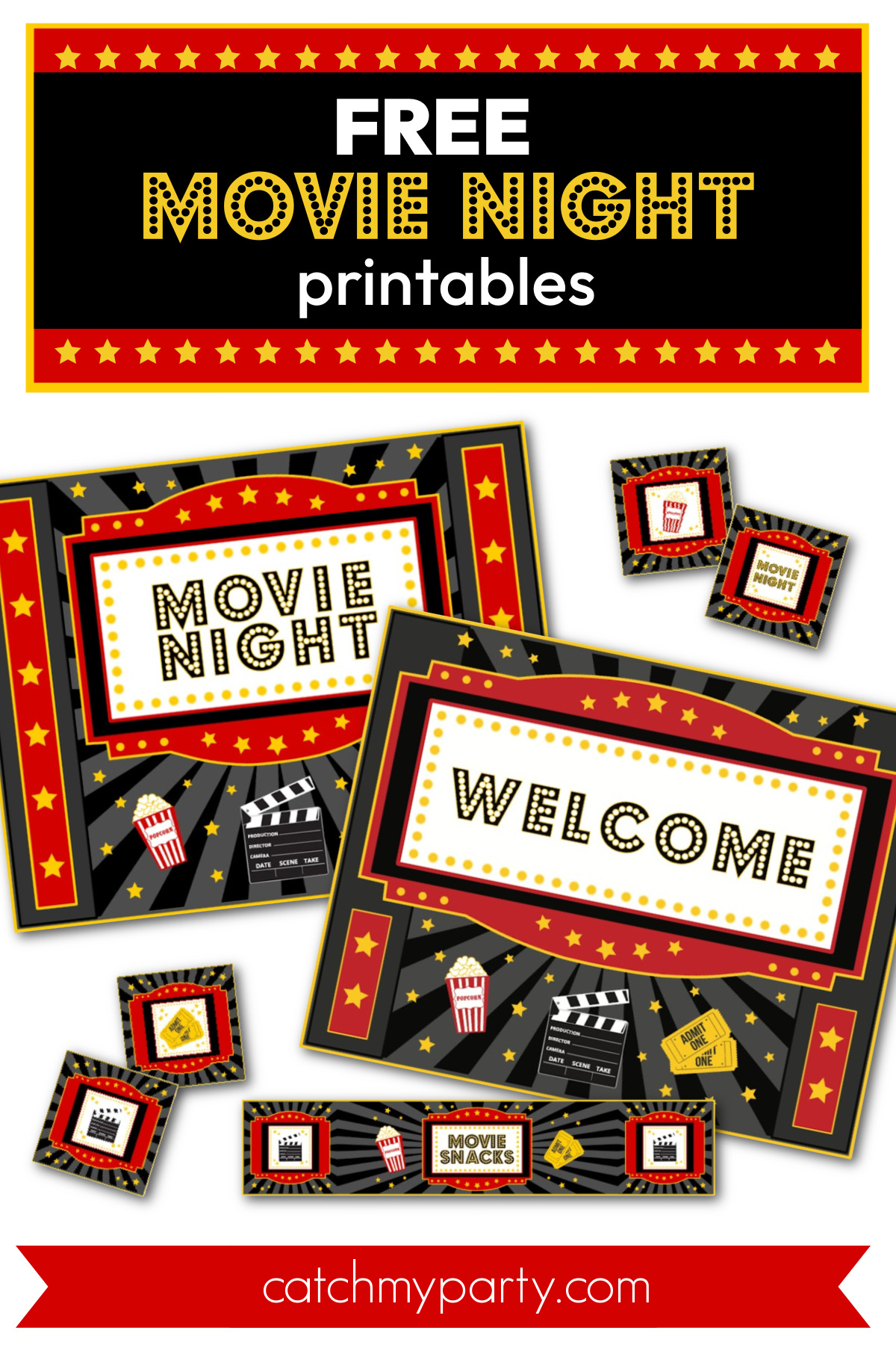 Free Printables To Level Up Your Movie Night! | Catch My Party intended for Movie Night Birthday Invitations Free Printable