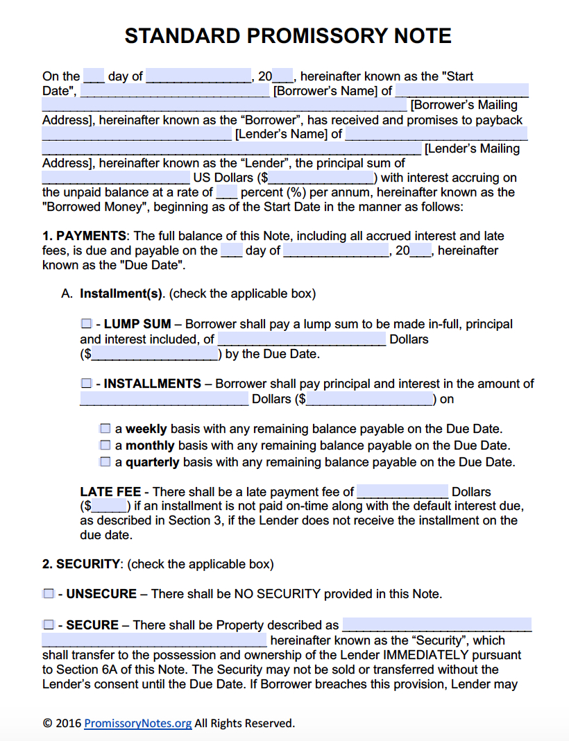 Free Promissory Note Template - Adobe Pdf &amp;amp; Microsoft Word throughout Free Printable Promissory Note Contract