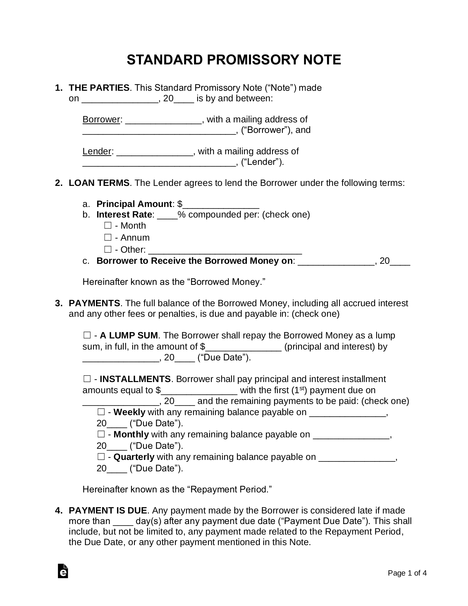 Free Promissory Note Templates (2) - Pdf | Word – Eforms intended for Free Printable Promissory Note for Personal Loan