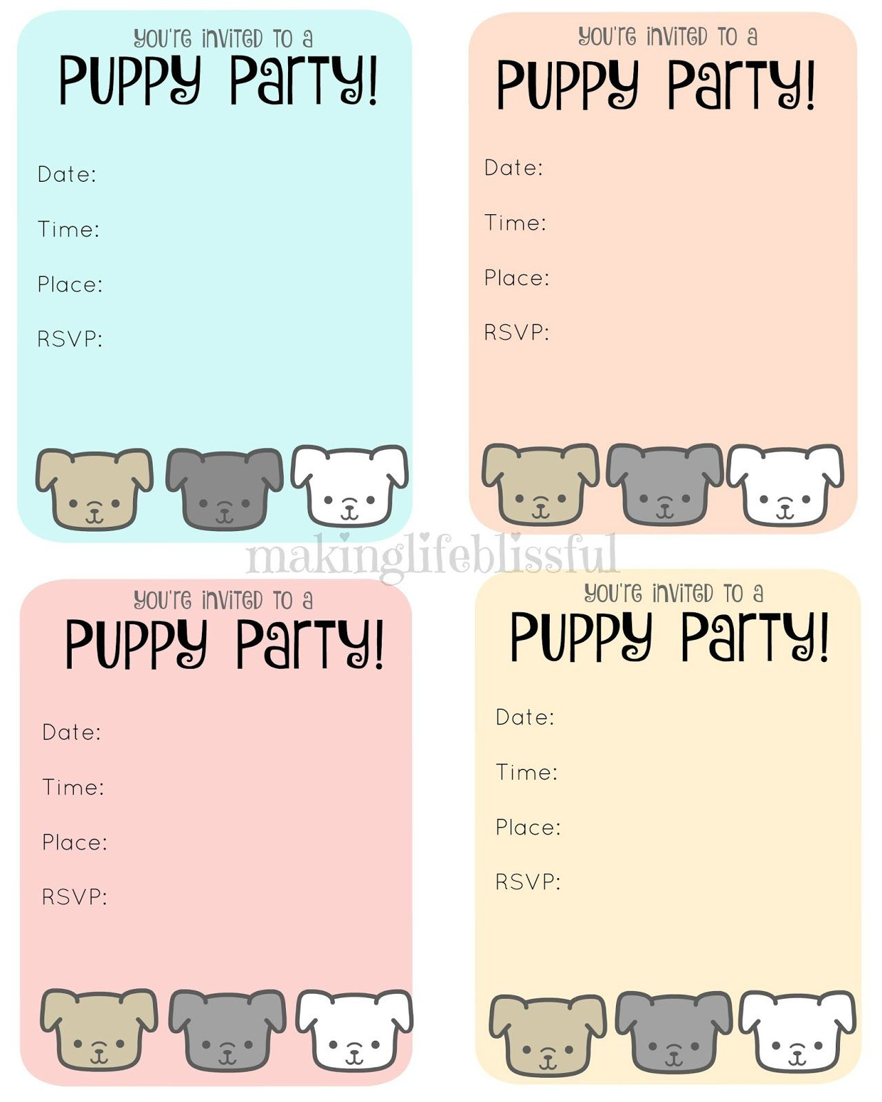 Free Puppy Party Printable Invite | Puppy Birthday Parties, Puppy for Free Printable Puppy Dog Birthday Invitations