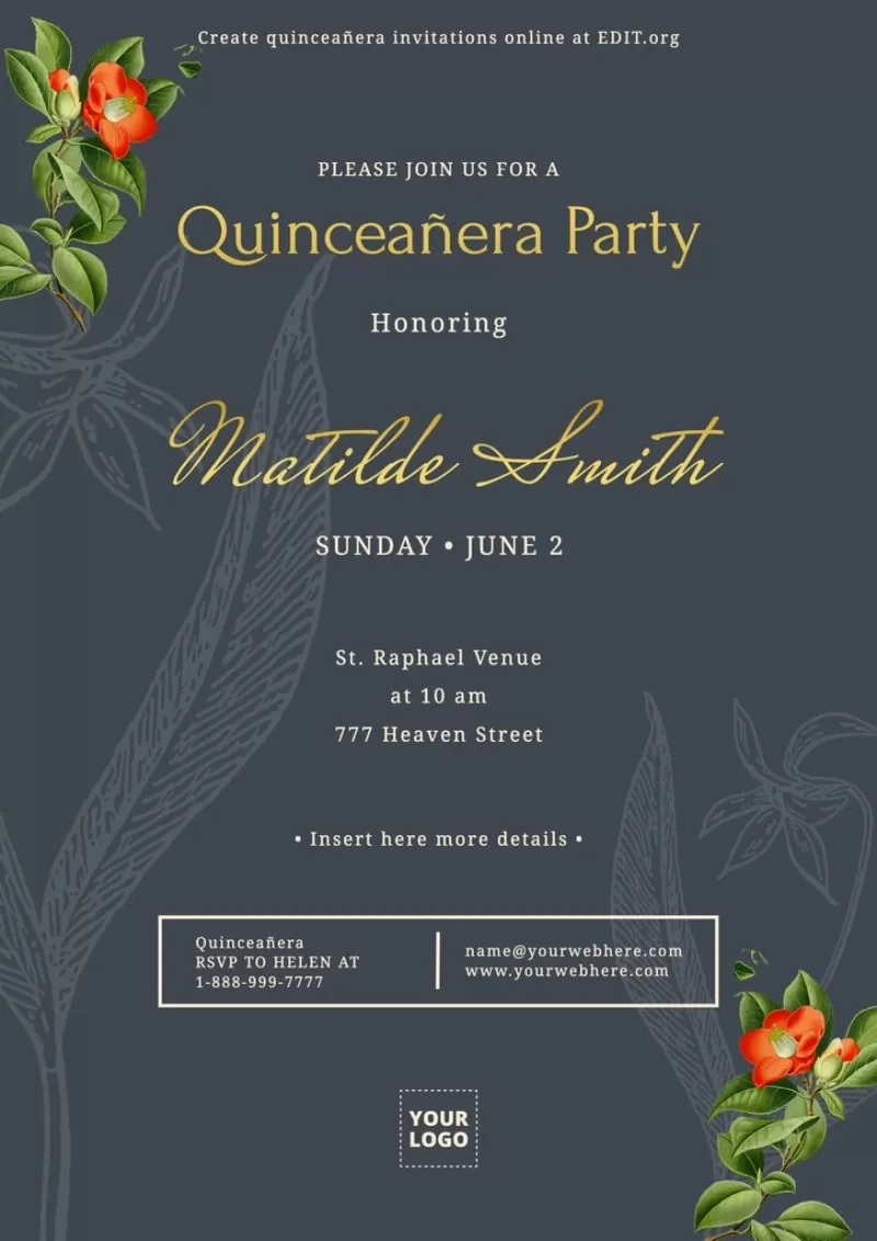 Free Quinceañera Invitation Templates within Free Printable Quinceanera Invitations