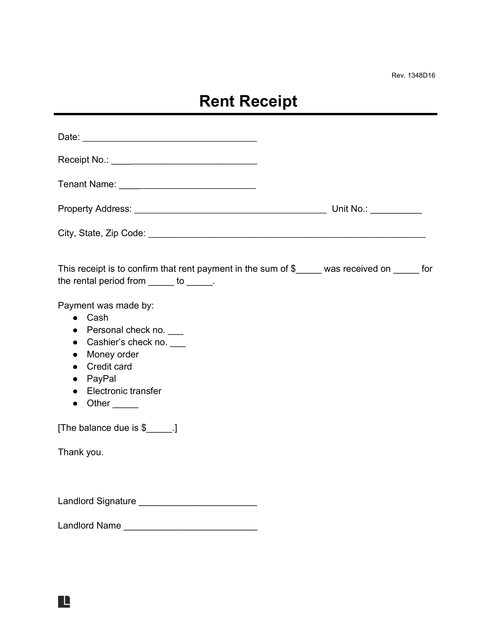 Free Rent Receipt Template | Pdf &amp; Word in Free Printable Rent Receipt