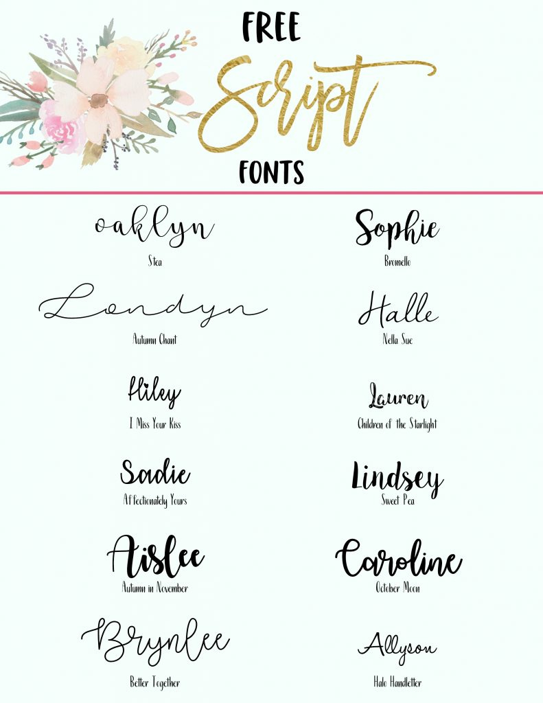 Free Script Fonts | All Things Thrifty with Free Printable Fonts