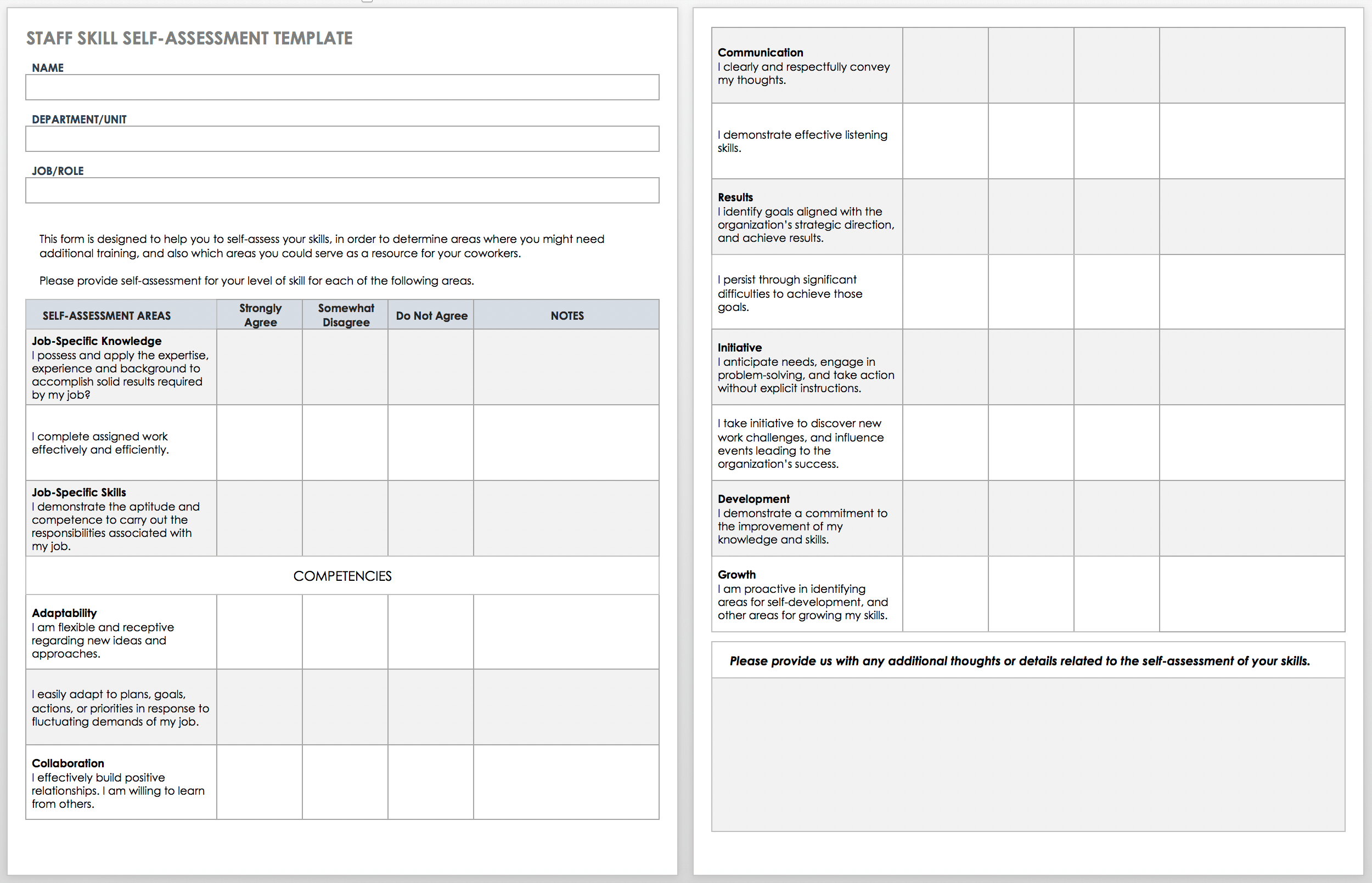 Free Self-Evaluation Templates | Smartsheet within Free Employee Self Evaluation Forms Printable